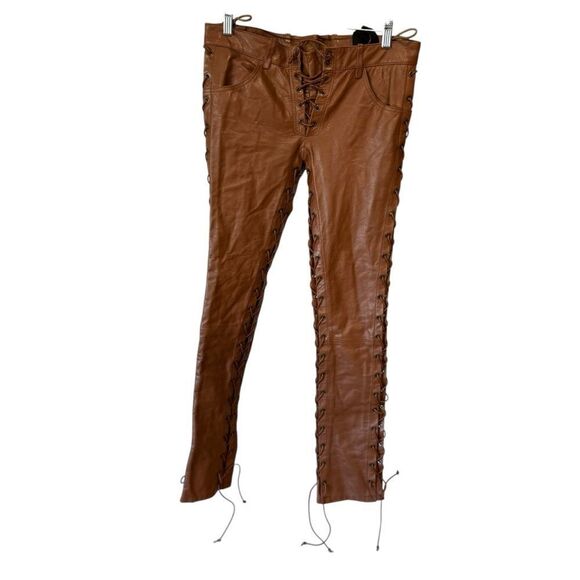 Revolve Petar Petrov Guido Lace Up Nappa Leather Low Rise Pants EU 34 - Picture 4 of 9